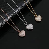 Cubic Zircon Micro Pave Brass Necklace, with 1.97inch extender chain, Heart, plated, fashion jewelry & micro pave cubic zirconia & for woman Approx 15.75 Inch 