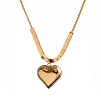 Titanium Steel Jewelry Necklace, with 1.97inch extender chain, Heart, 18K gold plated, fashion jewelry & for woman, golden Approx 17.72 Inch 