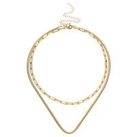 Fashion Multi Layer Necklace, 304 Stainless Steel, with 1.97inch extender chain, Double Layer & fashion jewelry & for woman 6mm,4mm Approx 17.72 Inch, Approx 15.75 Inch 