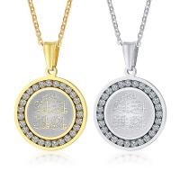 Cubic Zirconia Stainless Steel Necklace, 304 Stainless Steel & micro pave cubic zirconia & for man 25mm Approx 23.62 Inch 