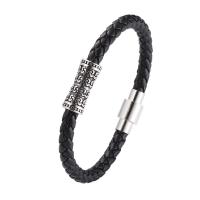 PU Leather Cord Bracelets, with 316 Stainless Steel & Unisex 6mm 