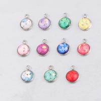 Resin Jewelry Pendant, 304 Stainless Steel, with Resin, Flat Round, DIY Approx 2.3mm 
