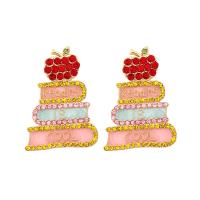 Zinc Alloy Rhinestone Drop Earring, Book, gold color plated, for woman & enamel & with rhinestone, mixed colors 