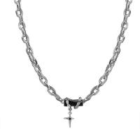 Titanium Steel Jewelry Necklace, with zinc alloy pendant, with 5cm extender chain, fashion jewelry & Unisex Approx 45 cm 