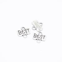 Zinc Alloy Charm Connector, antique silver color plated, DIY & with letter pattern Approx 2mm 