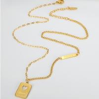 Collar de la joyería de titanio, Partículas de acero, para mujer, dorado, 17x13mm, longitud:aproximado 43-50 cm, Vendido por UD