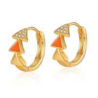 Rhinestone Brass Drop Earring, 18K gold plated, fashion jewelry & for woman & enamel & with rhinestone 