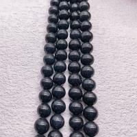 Gefärbte Jade Perlen, Mashan Jade, rund, poliert, DIY & verschiedene Größen vorhanden, schwarz, Länge:ca. 40 cm, verkauft von Strang