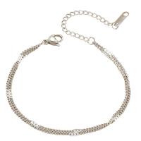 Stainless Steel Chain Bracelets, 304 Stainless Steel, with 1.97Inch extender chain, Double Layer & Unisex, original color Approx 7.5 Inch 