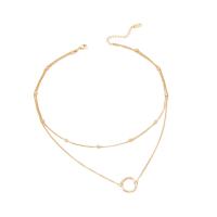Fashion Multi Layer Necklace, 304 Stainless Steel, with 5cm extender chain, Donut, Vacuum Ion Plating, Double Layer & for woman, golden Approx 36 cm, Approx 45 cm 