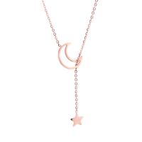 Titanium Steel Jewelry Necklace, Moon and Star, rose gold color plated, fashion jewelry & for woman, rose gold color Approx 17.72 Inch 