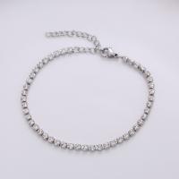 Stainless Steel Chain Bracelets, 304 Stainless Steel, with 1.97inch extender chain, plated, Unisex & micro pave cubic zirconia Approx 7.09 Inch 