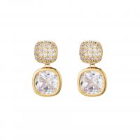 Stainless Steel Drop Earring, Brass, fashion jewelry & micro pave cubic zirconia & for woman 