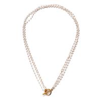Plastic Pearl Necklace, 304 Stainless Steel, with Plastic Pearl, three layers & for woman 