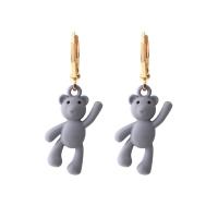 Zinc Alloy Drop Earring, Bear, gold color plated, stoving varnish & for woman 