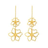 Zinc Alloy Drop Earring, Flower, gold color plated, for woman & hollow, golden 