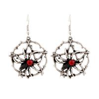 Zinc Alloy Rhinestone Drop Earring, Spider Web, antique silver color plated, Halloween Jewelry Gift & for woman & with rhinestone, silver color 