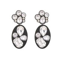 Acrylic Drop Earring, Oval, for woman & with rhinestone 