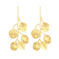Zinc Alloy Drop Earring, Leaf, gold color plated, fashion jewelry & for woman, golden 
