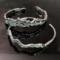 Brass Cuff Bangle, platinum color plated, for woman & enamel 60mm 
