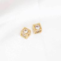 Brass Spacer Beads, Cube, 14K gold plated, DIY & micro pave cubic zirconia Approx 1.6mm 