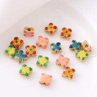 Brass Spacer Beads, Four Leaf Clover, 18K gold plated, DIY & enamel Approx 1.5mm 