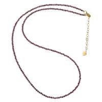Garnet Necklace, with Zinc Alloy, polished, Unisex & faceted, purple, 2mm Approx 22 Inch 