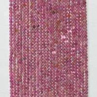 Natürlicher Turmalin Perlen, rund, facettierte, Rosa, 4mm, Länge:ca. 14.96 ZollInch, verkauft von Strang