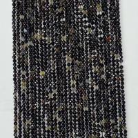 Natürliche schwarze Achat Perlen, Schwarzer Achat, rund, verschiedene Größen vorhanden & facettierte, schwarz, Länge:ca. 14.96 ZollInch, verkauft von Strang