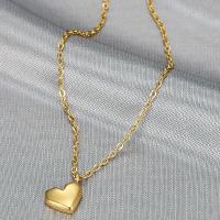 Collar de la joyería de titanio, Partículas de acero, Corazón, para mujer, dorado, 10mm, longitud:aproximado 45-50 cm, Vendido por UD