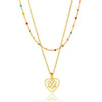 Fashion Multi Layer Necklace, 304 Stainless Steel, with 1.97inch extender chain, 18K gold plated, Double Layer & fashion jewelry & for woman, golden Approx 17.72 Inch, Approx 14.96 Inch 