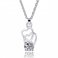 Rhinestone Zinc Alloy Necklace, with 5cm extender chain, Heart, silver color plated, for woman & with rhinestone & hollow, 21mm Approx 45 cm 