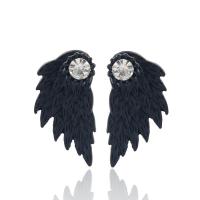 Zinc Alloy Rhinestone Stud Earring, Wing Shape, plated, vintage & for woman & with rhinestone 32mm 