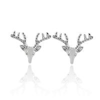 Zinc Alloy Stud Earring, Christmas Reindeer, cute & for woman, silver color 