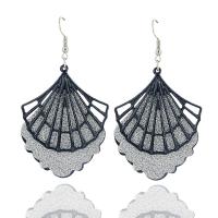 Zinc Alloy Drop Earring, Fan, plated, Double Layer & for woman & frosted 