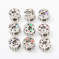 Rhinestone Zinc Alloy European Beads, Flat Round, silver color plated, DIY & enamel & with rhinestone 20mm, Approx 