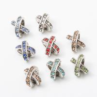 Rhinestone Zinc Alloy European Beads, Letter X, silver color plated, DIY & with rhinestone 10-15mm, Approx 