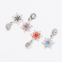 Zinc Alloy European Pendants, Snowflake, silver color plated, DIY & with rhinestone 10-20mm, Approx 