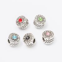 Rhinestone Zinc Alloy European Beads, Flat Round, silver color plated, DIY & with rhinestone 10-20mm, Approx 