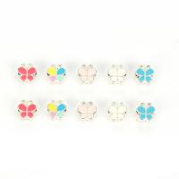 Enamel Zinc Alloy European Beads, Butterfly, silver color plated, DIY 10-20mm, Approx 