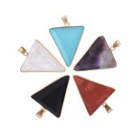 Подвески из натуральных камни и латуни, Природный камень, с Латунь, Треугольник, плакирован серебром, DIY, Много цветов для выбора, 25-32mm, продается PC