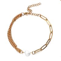 Cultured Freshwater Pearl Bracelets, 304 Stainless Steel, with Freshwater Pearl, with 1.97inch extender chain, fashion jewelry & for woman 4mm,5-8mm Approx 6.69 Inch 