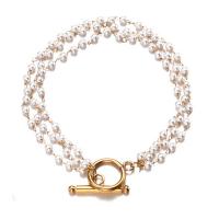 Bracelets de perles en plastique, Acier inoxydable 304, avec perle de plastique, trois couches & longueur différente pour le choix & pour femme, plus de couleurs à choisir, Vendu par PC