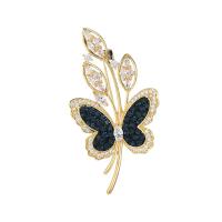 Cubic Zirconia Brooch, Brass, Butterfly, plated, vintage & micro pave cubic zirconia & for woman 