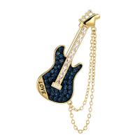 Cubic Zirconia Brooch, Brass, Guitar, plated, micro pave cubic zirconia & for woman 