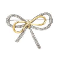 Cubic Zirconia Brooch, Brass, Bowknot, plated, micro pave cubic zirconia & for woman 