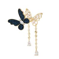 Cubic Zirconia Brooch, Brass, Butterfly, plated, micro pave cubic zirconia & for woman 