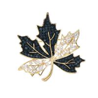 Cubic Zirconia Brooch, Brass, Maple Leaf, plated, vintage & micro pave cubic zirconia & for woman 