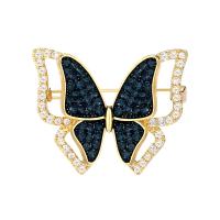 Cubic Zirconia Brooch, Brass, Butterfly, plated, micro pave cubic zirconia & for woman 