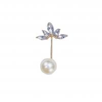 Plastic Pearl Brooch, Brass, with Plastic Pearl, plated, micro pave cubic zirconia & for woman 15-42mm 